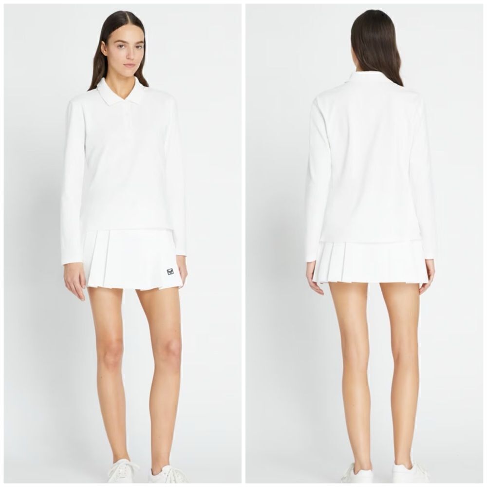TORY BURCH White Long Sleeve Polo Shirt NWT